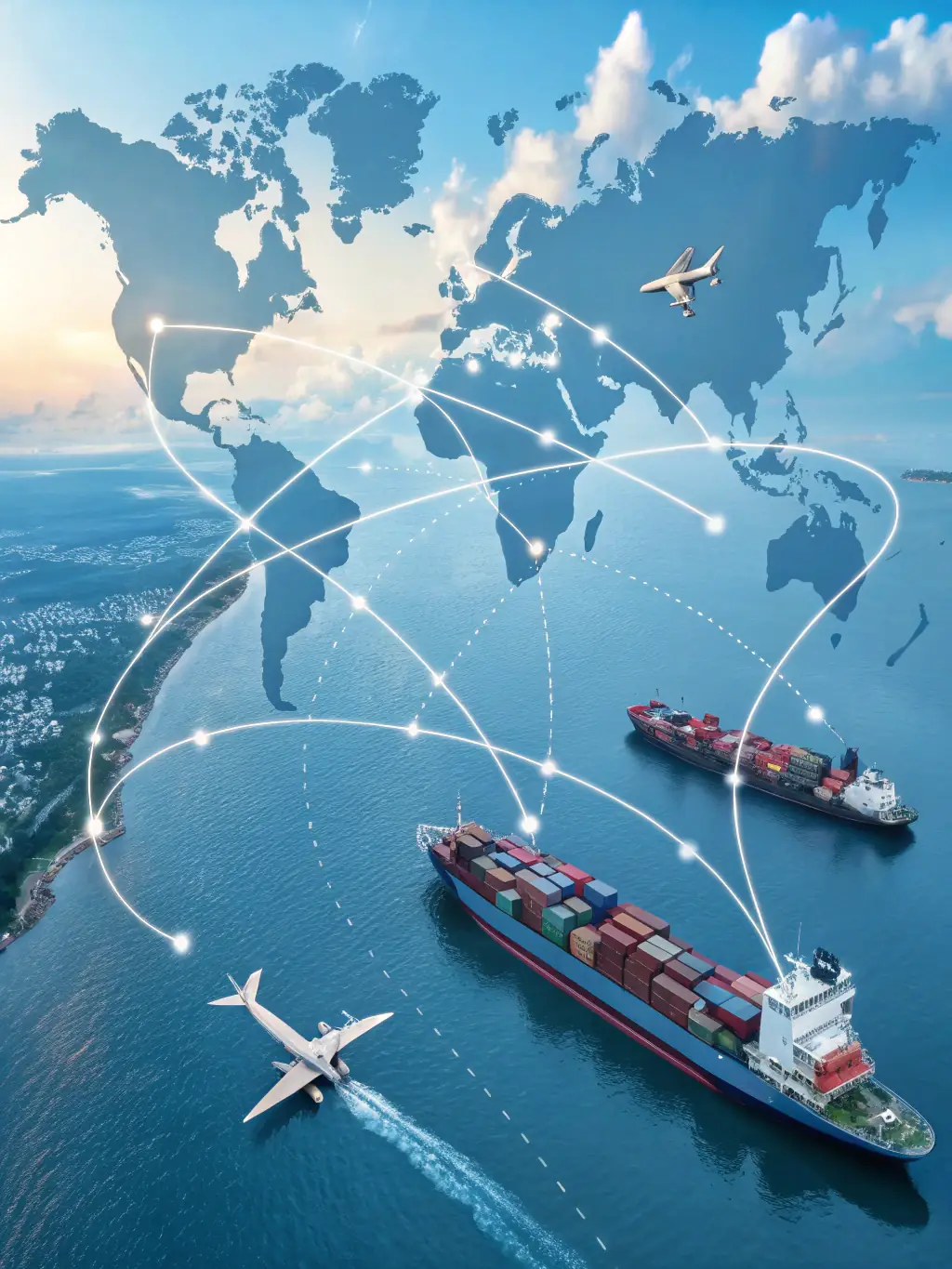 A world map with highlighted routes showing Kura's international shipping destinations, emphasizing global reach.
