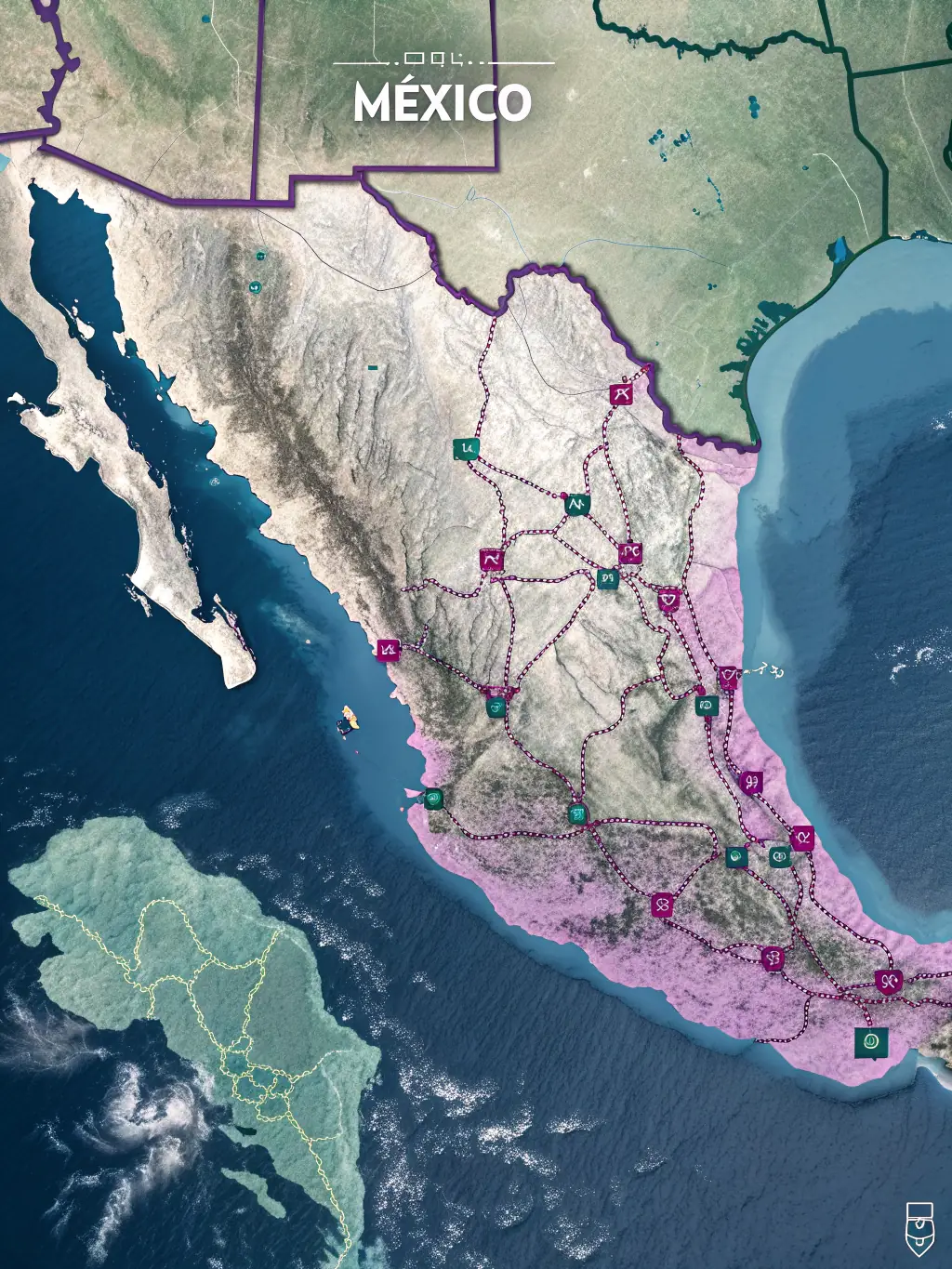 A map highlighting key import destinations in Mexico, showcasing Kura's extensive coverage and delivery network.